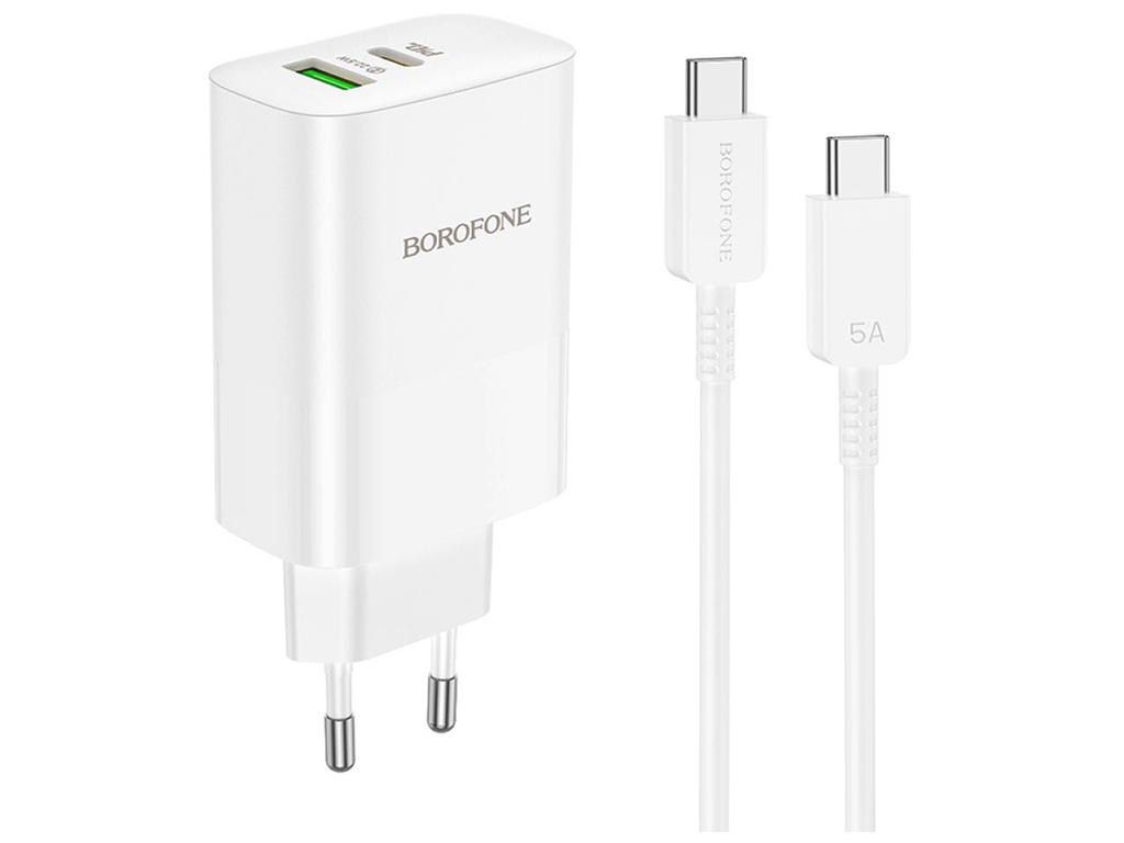Мережевий Зарядний Пристрій Borofone BN10 Sunlight PD65W Type-C to Type-C Бiлий