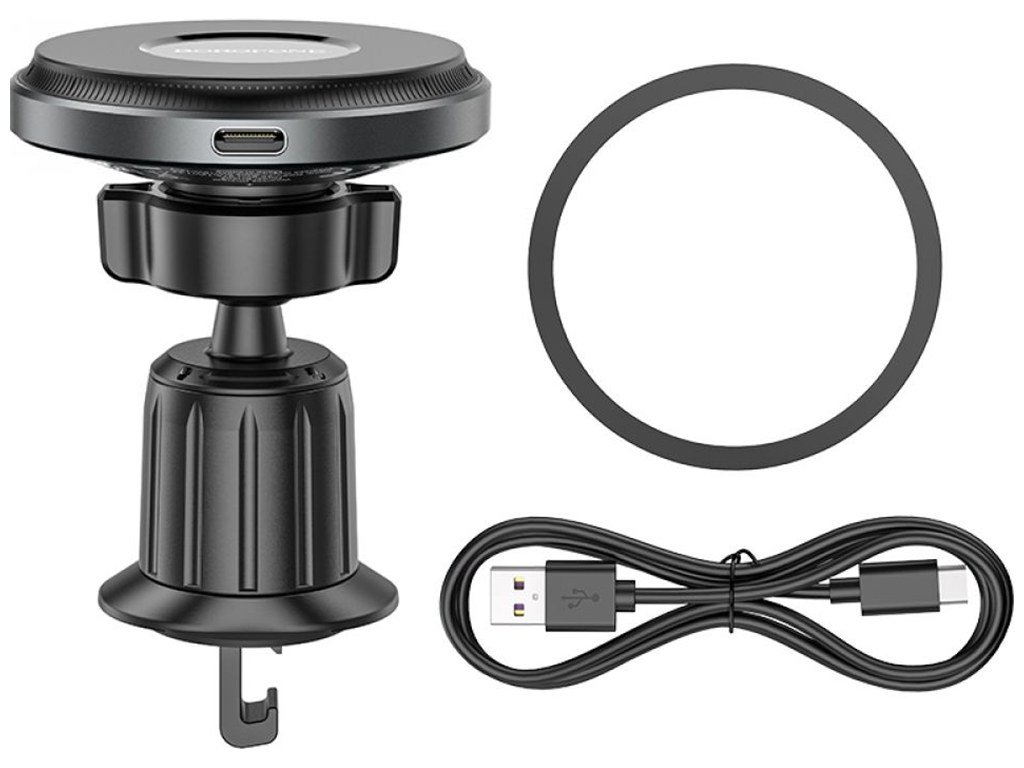 Автотримач Borofone BH202 Seaside Magnetic Wireless 15W Колір Сiрий