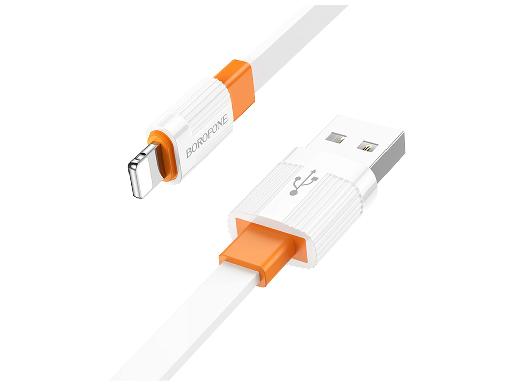 Кабель USB Borofone BX89 Union Lightning 2.4A, Біло-жовтогарячий