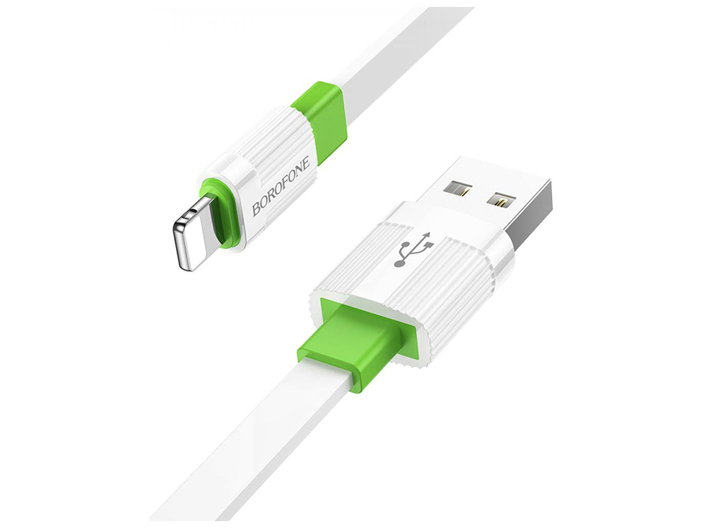 Кабель USB Borofone BX89 Union Lightning 2.4A Колір Біло-зелений