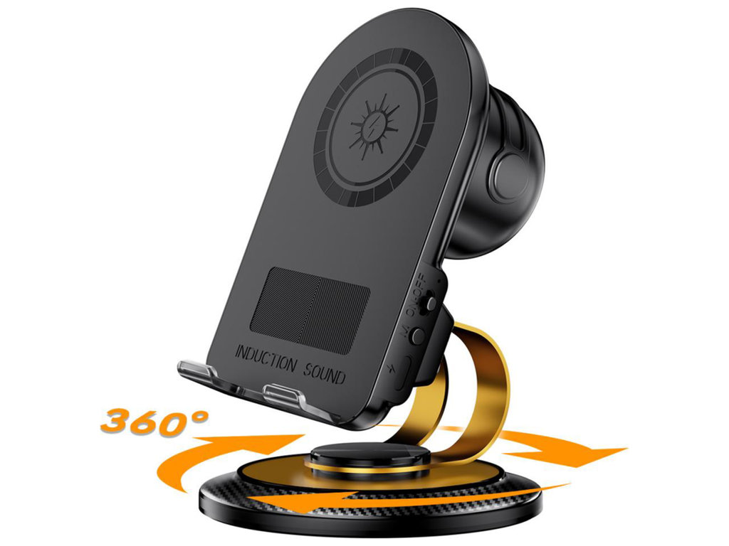 Держатель настольный XO F69, зарядка 15Вт, Bluetooth, пластик, алюминий, 175×115×96мм, цвет черный