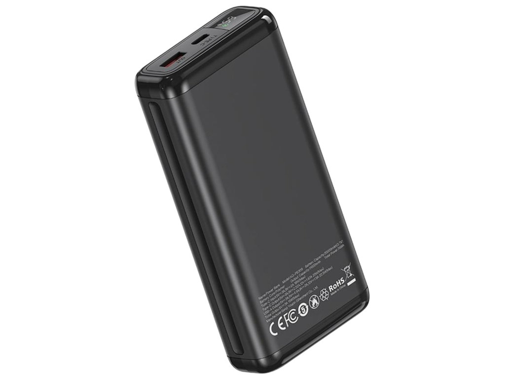 Power Bank XO PB309, 22.5W, 20000mAh, быстрая зарядка, LED-дисплей, ABS пластик, цвет черный