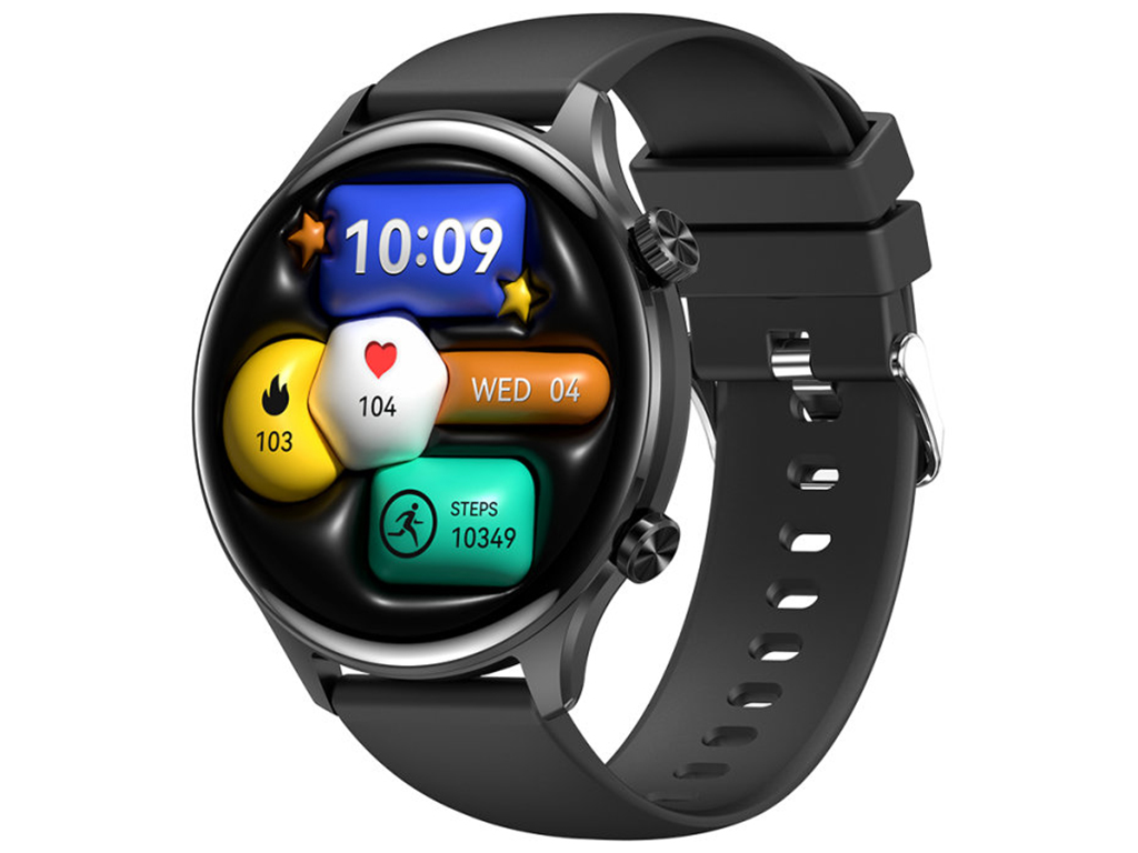 Смарт-часы XO J14, AMOLED дисплей, Bluetooth, 300мАч, цинковый сплав, стекло, 160×90×30мм, черный