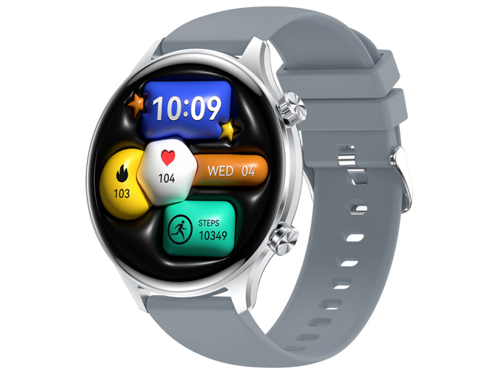 Смарт-часы XO J14, AMOLED дисплей, Bluetooth, 300мАч, цинковый сплав, стекло, 160×90×30мм, серый