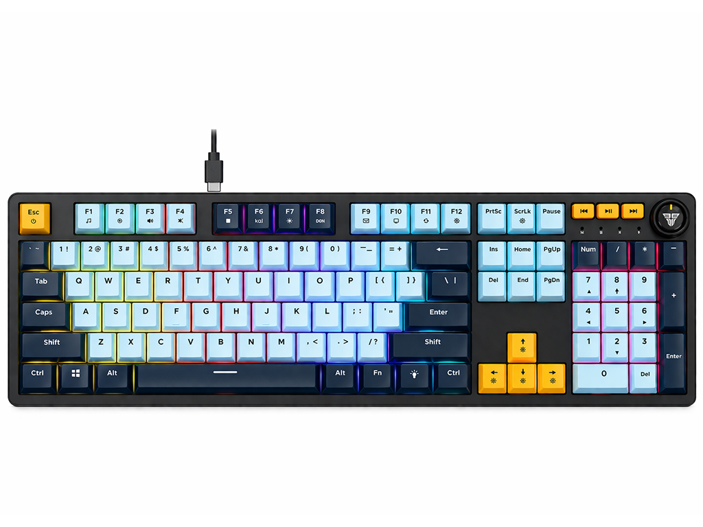 Клавиатура игровая Fantech ATOM107S MK893S MIZU, Blue Switch, подсветка, Type‑C, ENG, цвет черный