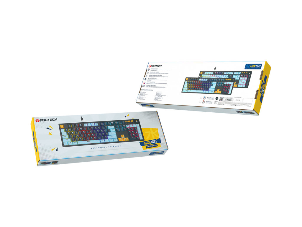 Клавиатура игровая Fantech ATOM107S MK893S MIZU, Blue Switch, подсветка, Type‑C, ENG, цвет черный