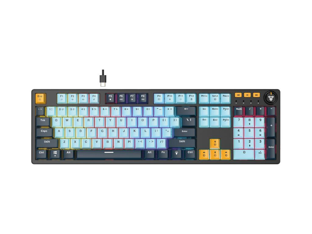 Клавиатура игровая Fantech ATOM107S MK893S MIZU, проводная,  Blue Switch, RGBподсветка, ENG, голубой