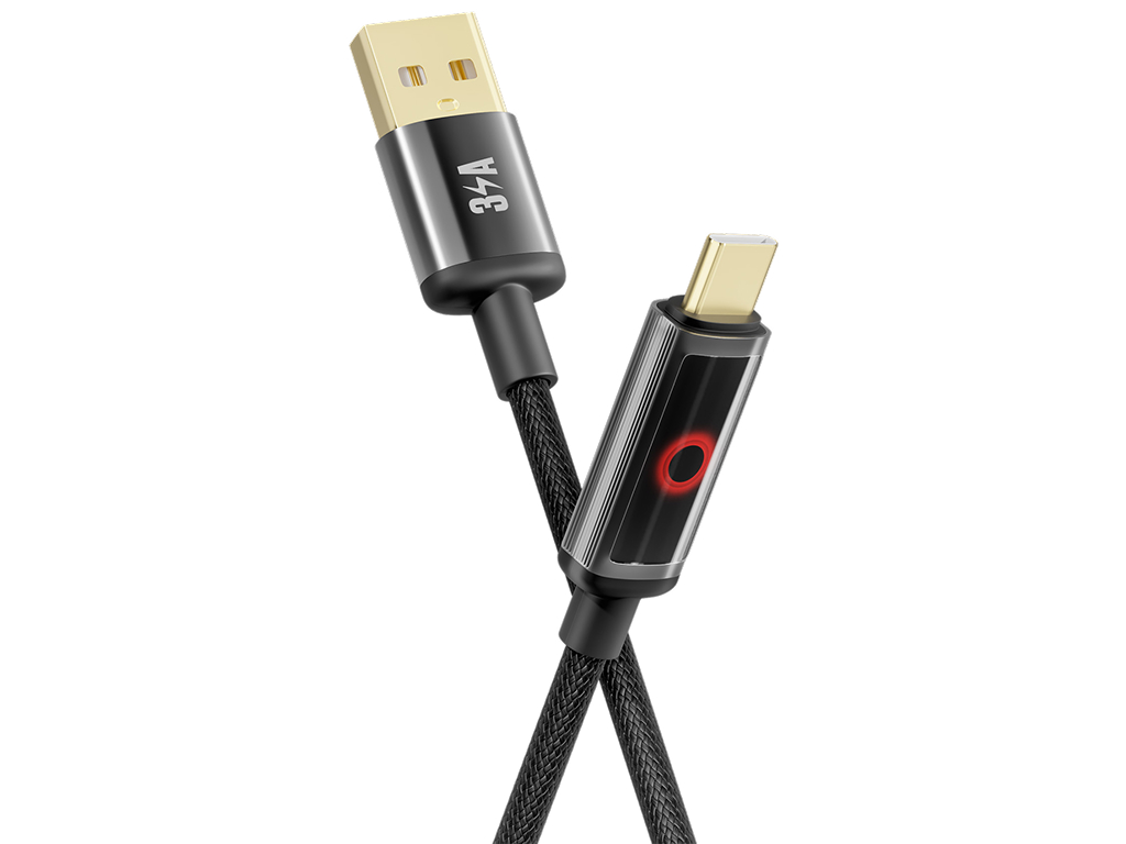 Кабель зарядный Yoki Smart Pulse, Usb-A - Type-C, автоотключение, 60Вт, 1,2м