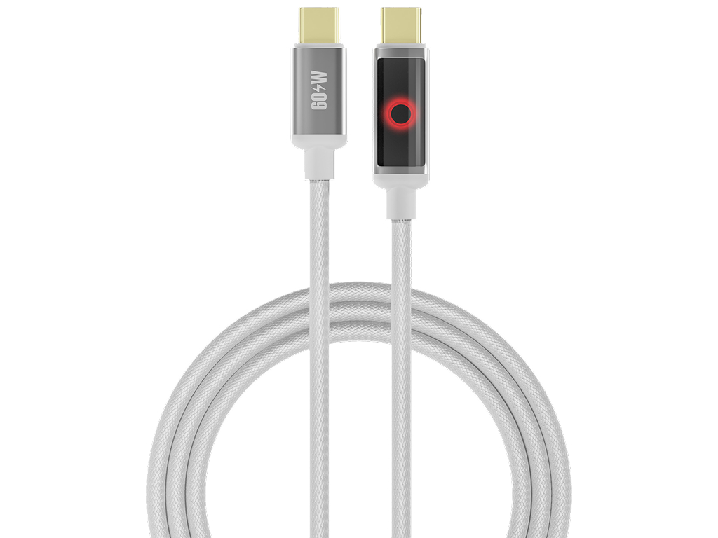 Кабель зарядный Yoki Smart Pulse, Type-C - Type-C, автоотключение, 60Вт, 1,2м