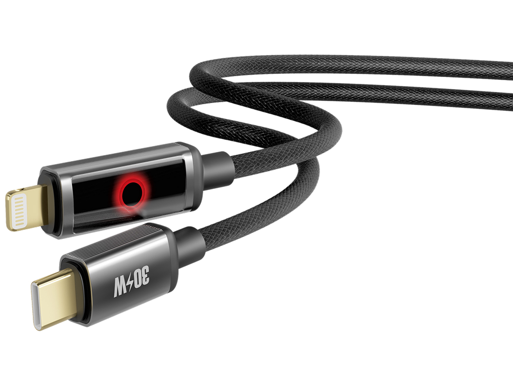 Кабель зарядный Yoki Smart Pulse, Type-C - Lightning, Led-индикатор, 30Вт, 1,2м