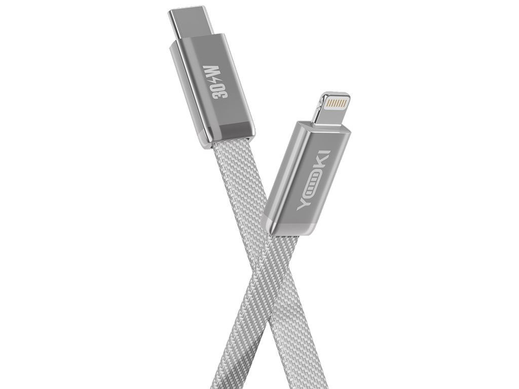 Кабель зарядный Yoki Air, Type-C - Lightning, плоский, передача данных, 30Вт, 1,2м