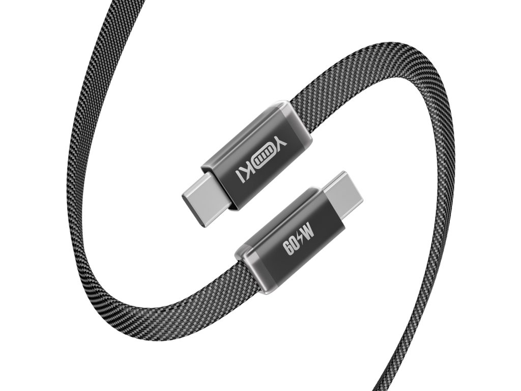 Кабель зарядный Yoki Air, Type-C - Type-C, плоский, 60Вт, 1,2м