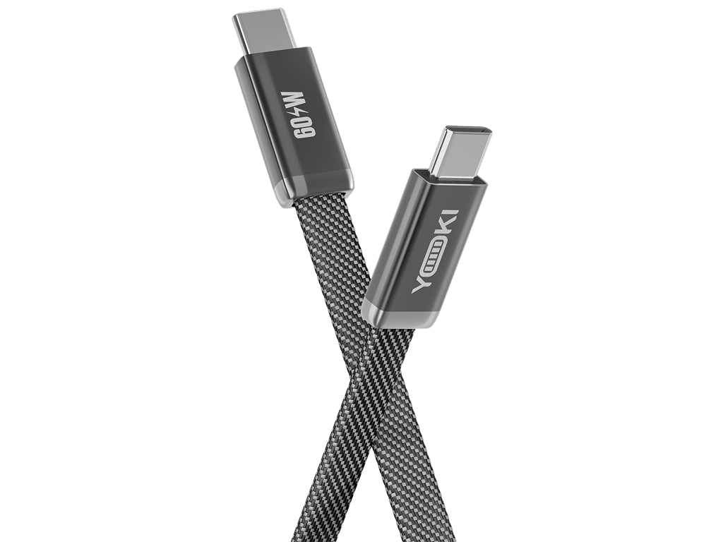 Кабель зарядный Yoki Air, Type-C - Type-C, плоский, 60Вт, 1,2м