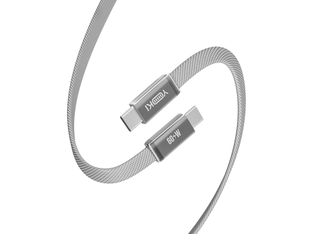 Кабель зарядный Yoki Air, Type-C - Type-C, плоский, 60Вт, 1,2м