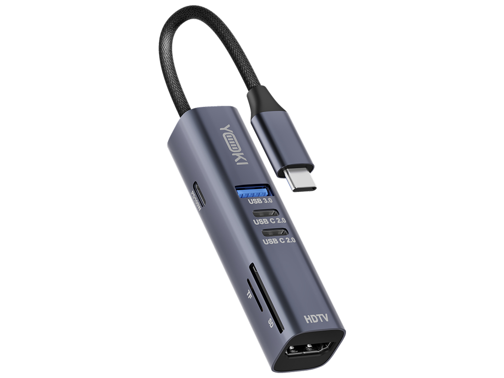Usb-хаб Yoki Pocket Pro 7 в 1, Type-C, Hdmi, Usb 3.0, Sd, Tf, Pd 100Вт