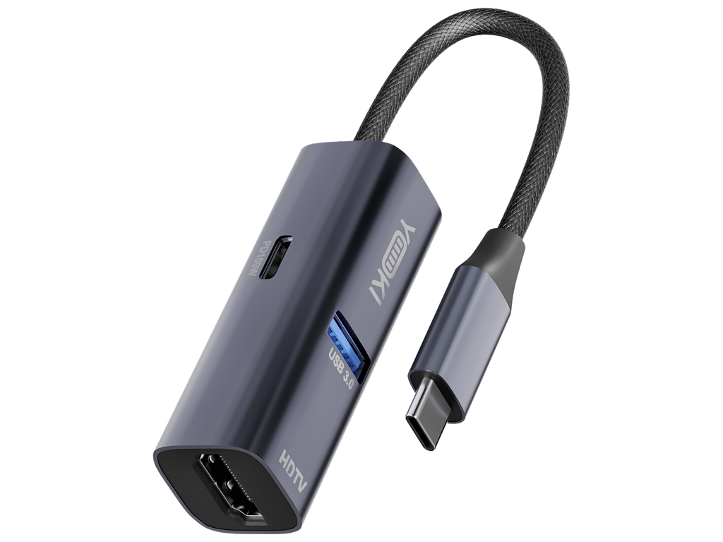 Usb-хаб Yoki Pocket Mini 3 в 1, Type-C, Hdmi, Usb 3.0, Pd 100Вт