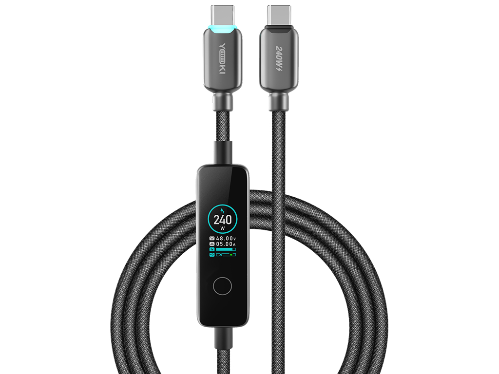 Кабель зарядный Yoki Monitor, Type-C — Type-C, дисплей, 240Вт, 2м