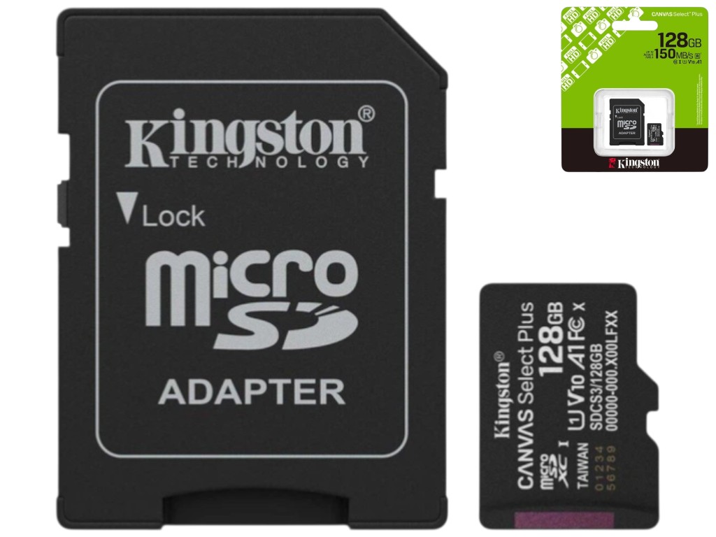 Карта памяти Kingston Canvas Select Plus Gen3 microSDXC (UHS-1) 128gb, 10 Class & Adapter