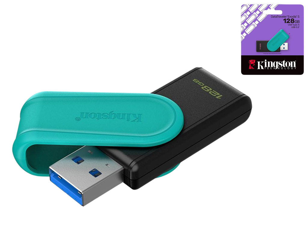 USB Flash накопитель Kingston DT Exodia S, 128GB, USB 3.2, пластик, цвет черный