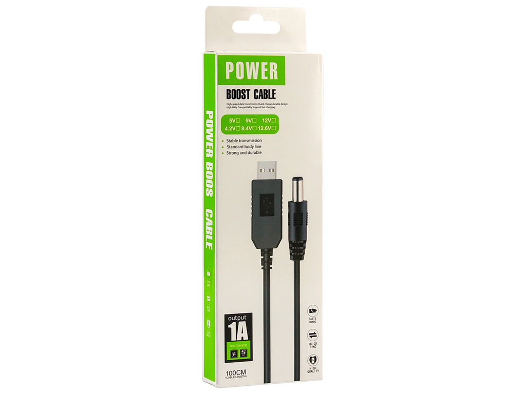 Кабель для роутера USB to DC LDO-888 с 5v на 12v 1A 5.5х2.1 мм Цвет Черный
