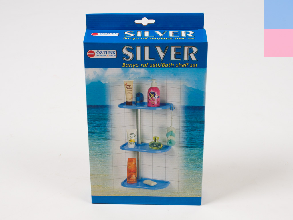 Полка настенная трех-ярусная угловая Silver TP2012