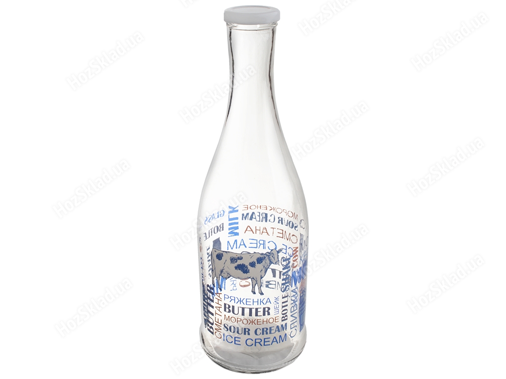 Скляна пляшка Грааль Молоко декоративна 1л 11000D1