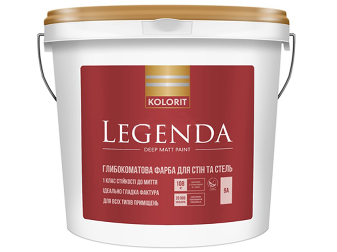 Краска интерьерная акриловая Kolorit Legenda (база А) 9л