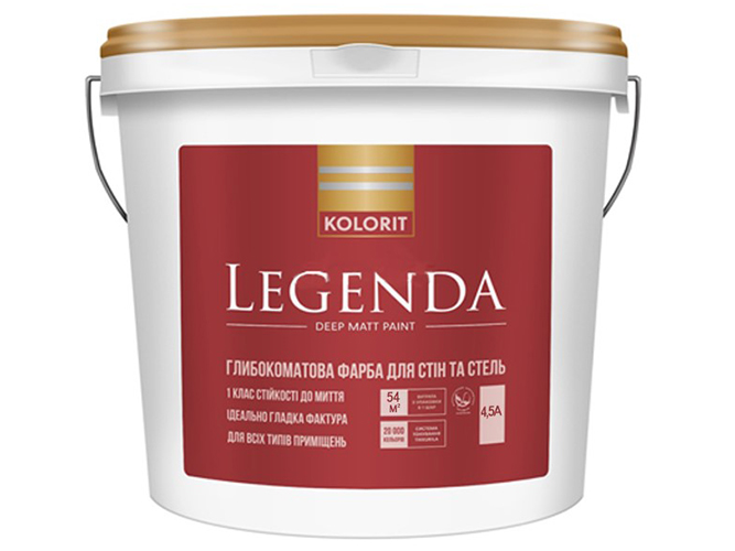 Краска интерьерная акриловая Kolorit Legenda (база А) 4,5л