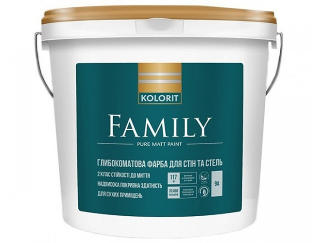Краска интерьерная латексная Kolorit Family (база А) 9л