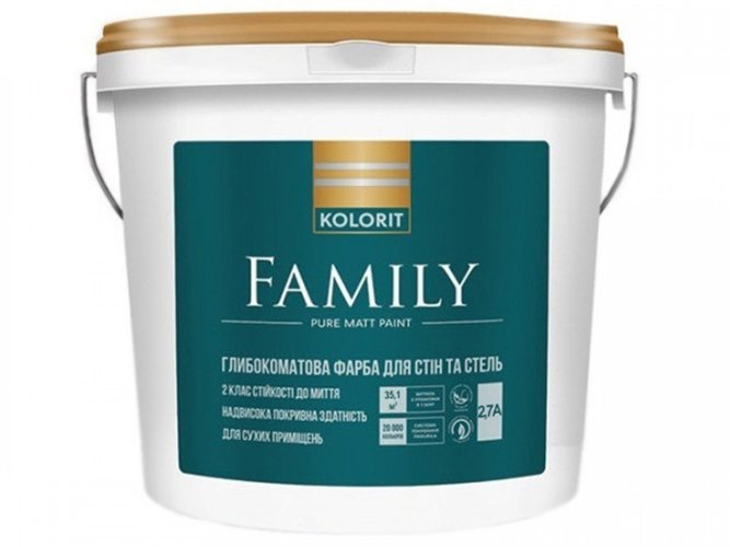 Краска интерьерная латексная Kolorit Family (база А) 2,7л