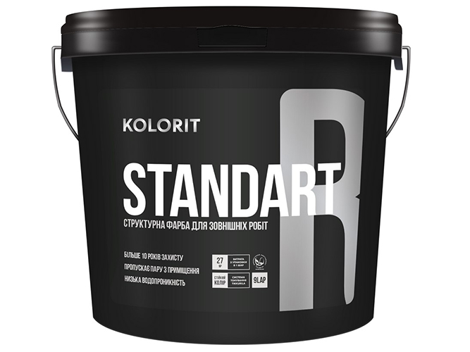 Краска фасадная структурная Kolorit Standart R (база LАР) 9л