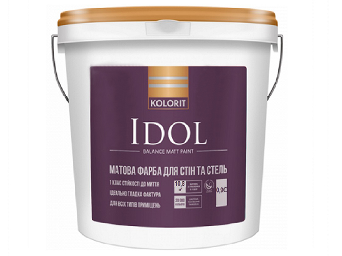 Краска интерьерная латексная Kolorit Idol (база С) 0,9л
