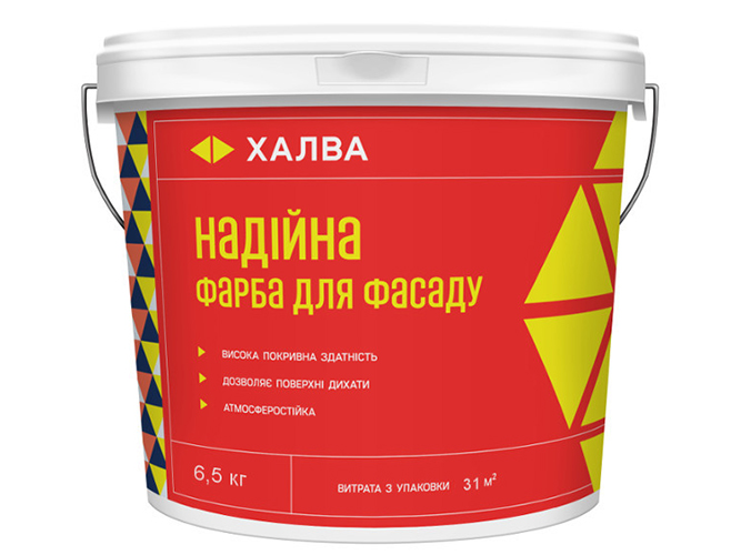 Краска фасадная латексная Kolorit Халва "Надежная" стойкая, матовая 6,5кг