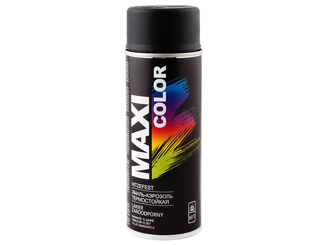 Эмаль аэрозольная термостойкая MAXI COLOR черная 400мл
