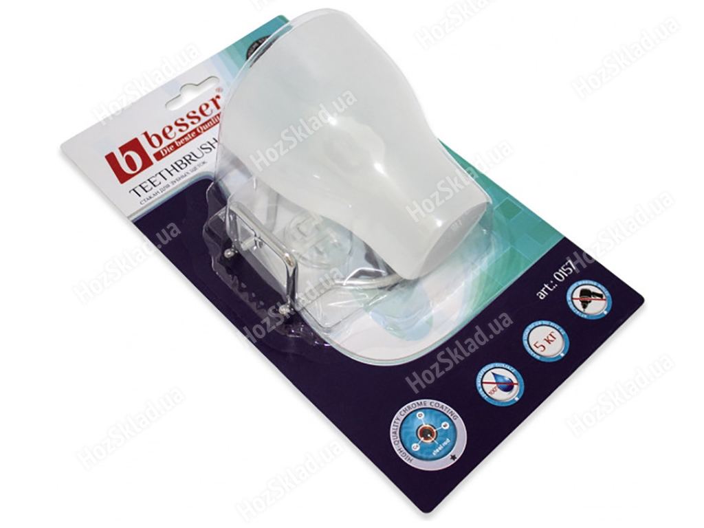 Стакан для зубных щеток пластиковый Besser хромированная подвеска с креплением Smart Sticker 9х10х