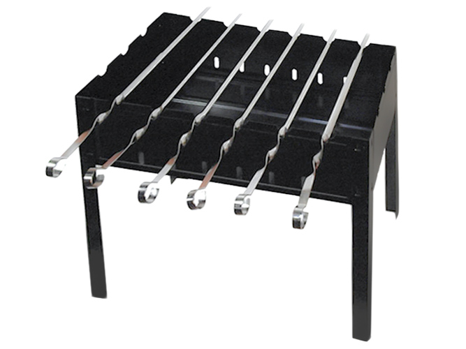 Мангал разборной 50х30х50см с ребрами жесткости и 6 угловых шампуров 45см