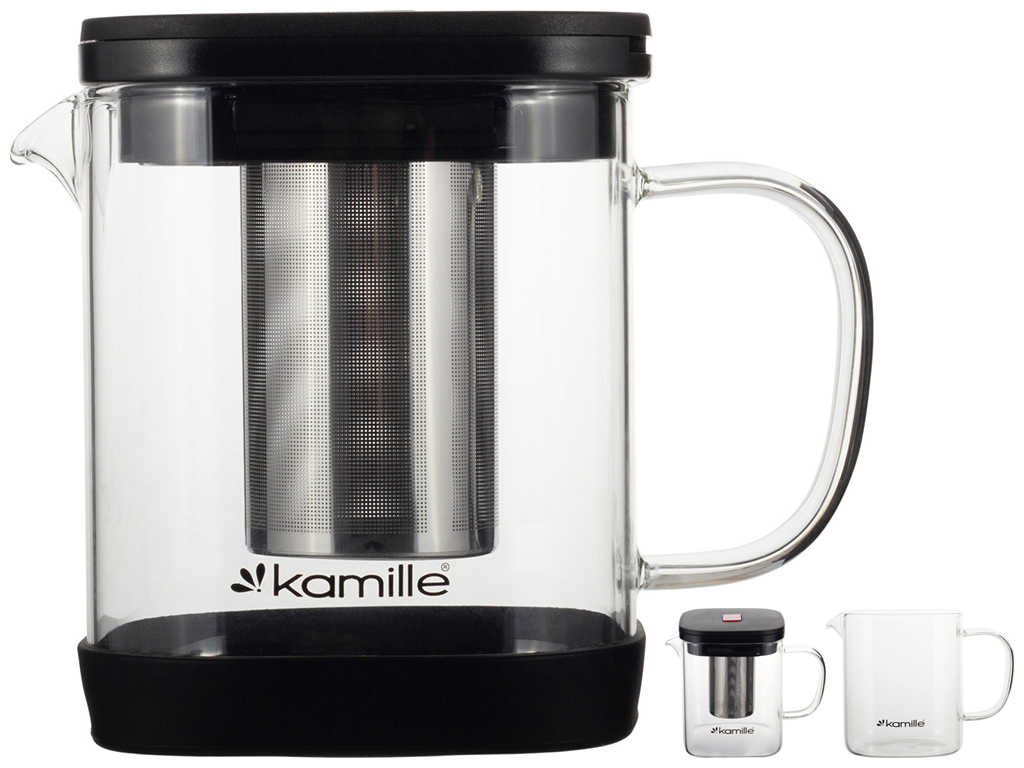 Заварник со съемным ситечком Kamille, 600мл (стекло, нержавеющая сталь)