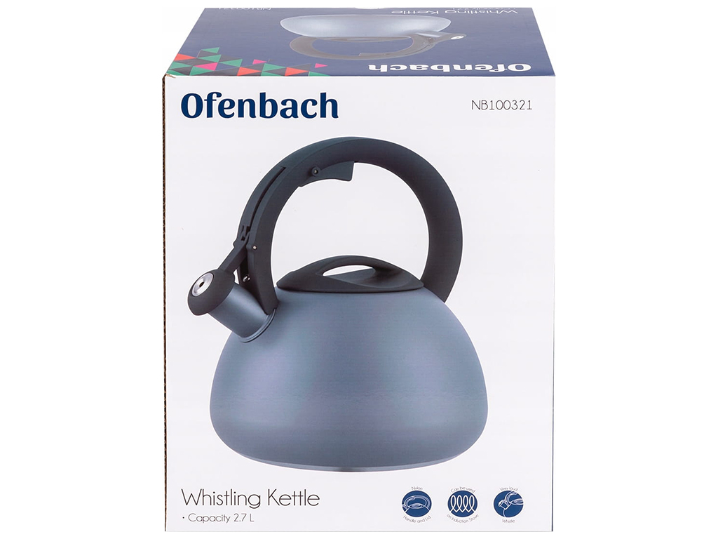 Чайник Ofenbach, из нержавеющей стали со свистком, 2,7л