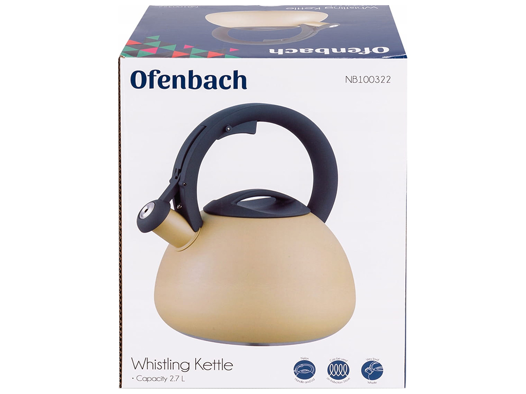Чайник Ofenbach, из нержавеющей стали со свистком, 2,7л