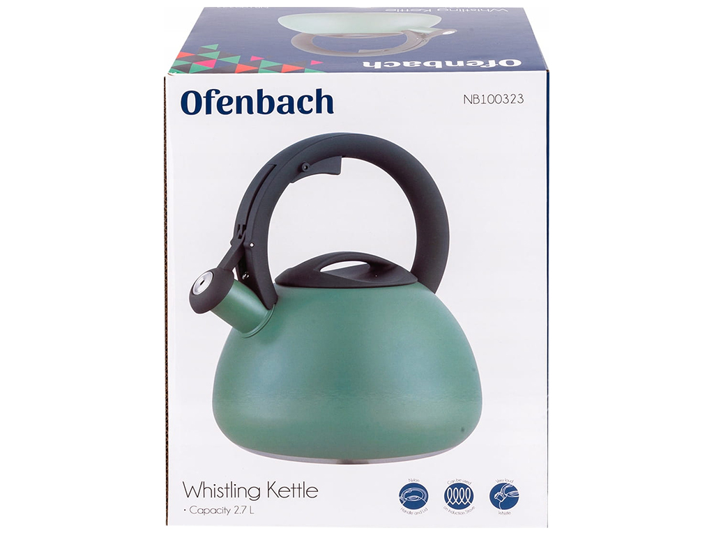 Чайник Ofenbach, из нержавеющей стали со свистком, 2,7л