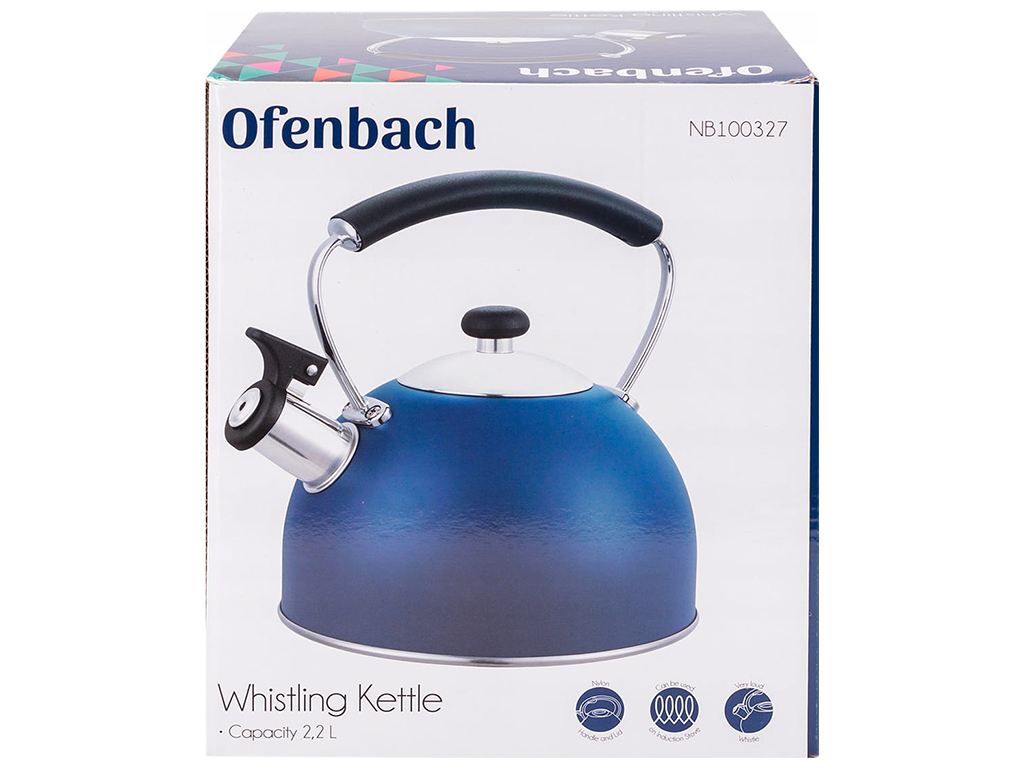 Чайник Ofenbach, из нержавеющей стали со свистком, 2,2л
