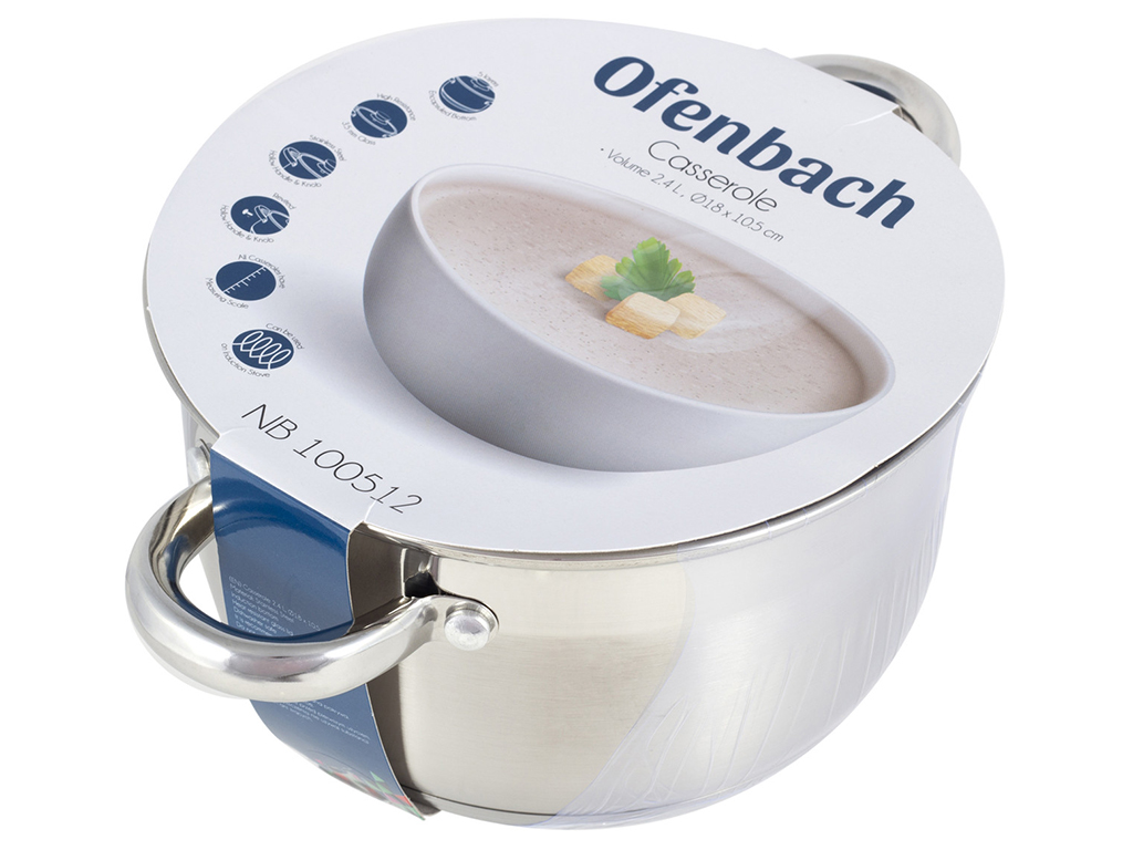 Каструля з кришкою Ofenbach нержавіюча сталь 2,4л