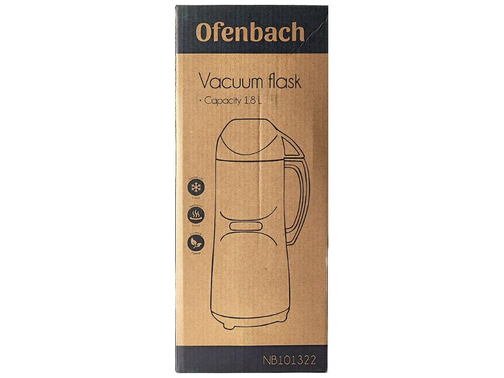 Термос Ofenbach пластиковый со стеклянной колбой, 1,8л