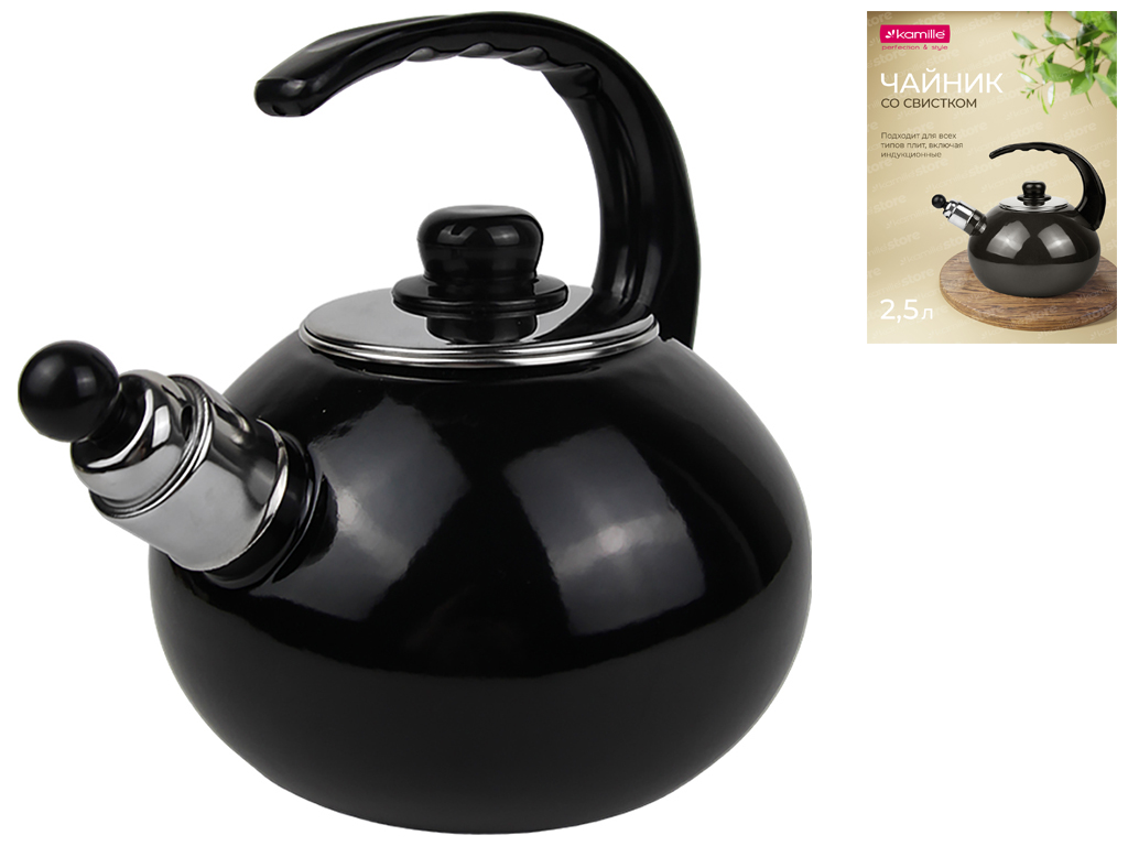Чайник эмалированный Kamille, со свистком, 2,5л