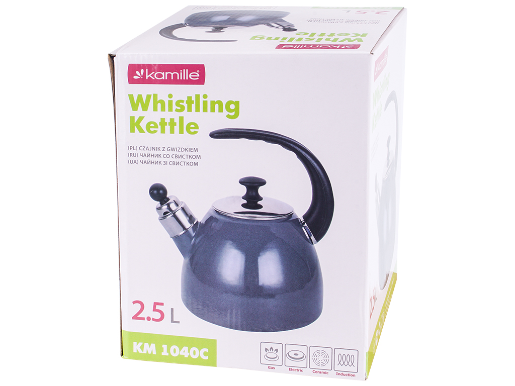 Чайник эмалированный Kamille, со свистком, 2,5л