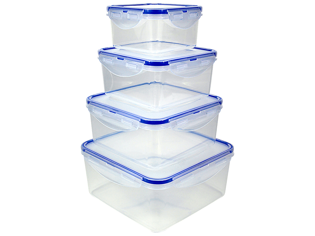 Набор контейнеров для хранения Kamille, пластиковые (цена за набор 4шт)