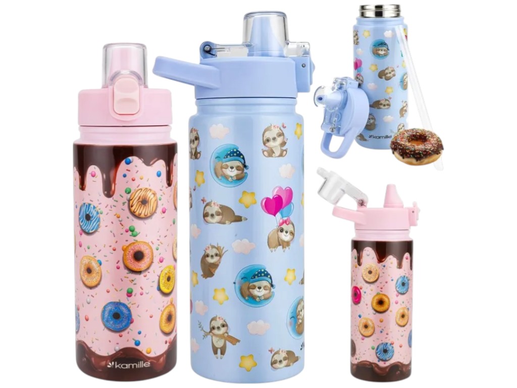 Термос дитячий, нержавіюча сталь, пластик, силікон, 600мл, 7,9 х7, 9х19см, 2 дизайну (ціна за 1шт)