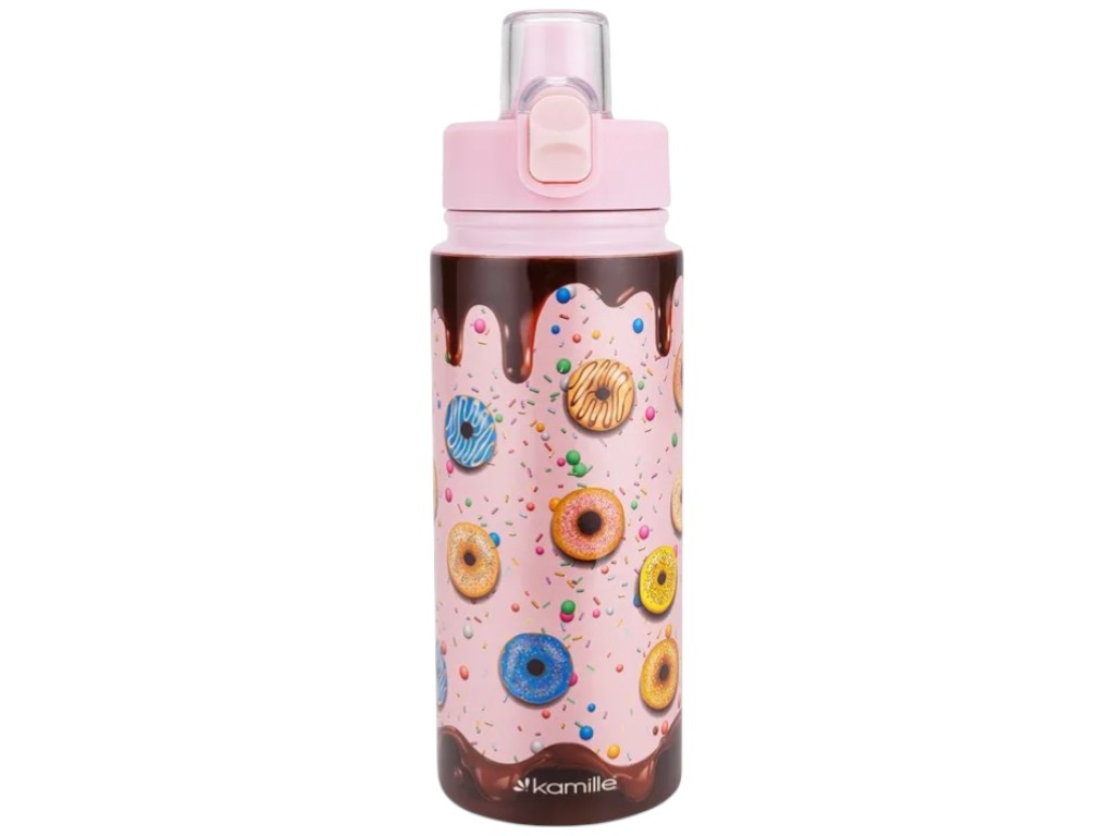 Термос детский, нержавеющая сталь, пластик, силикон, 600мл, 7,9х7,9х19см, 2 дизайна (цена за 1шт)