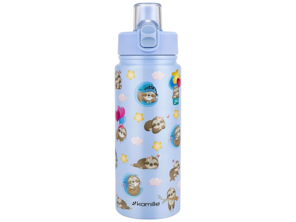 Термос детский, нержавеющая сталь, пластик, силикон, 600мл, 7,9х7,9х19см, 2 дизайна (цена за 1шт)