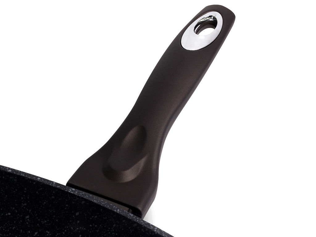 Сковорода-гриль Kamille з алюмінію з антипригарним покриттям Black marble з кришкою D28см